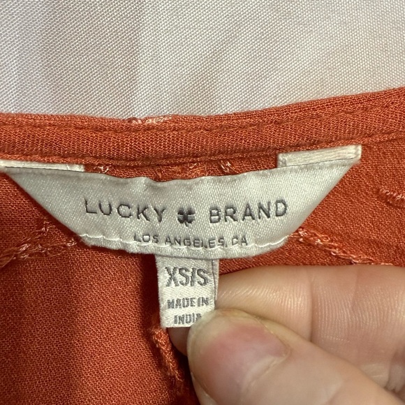 Coral lucky brand bohemian bell sleeve embroidered crop top size Xs 100% Viscose - Picture 9 of 14